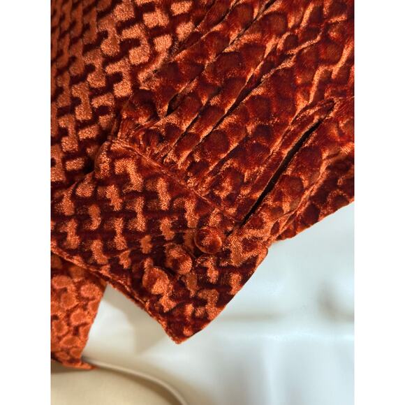 Unique Vintage Burnt Orange Velvet Gown - Picture 5 of 7